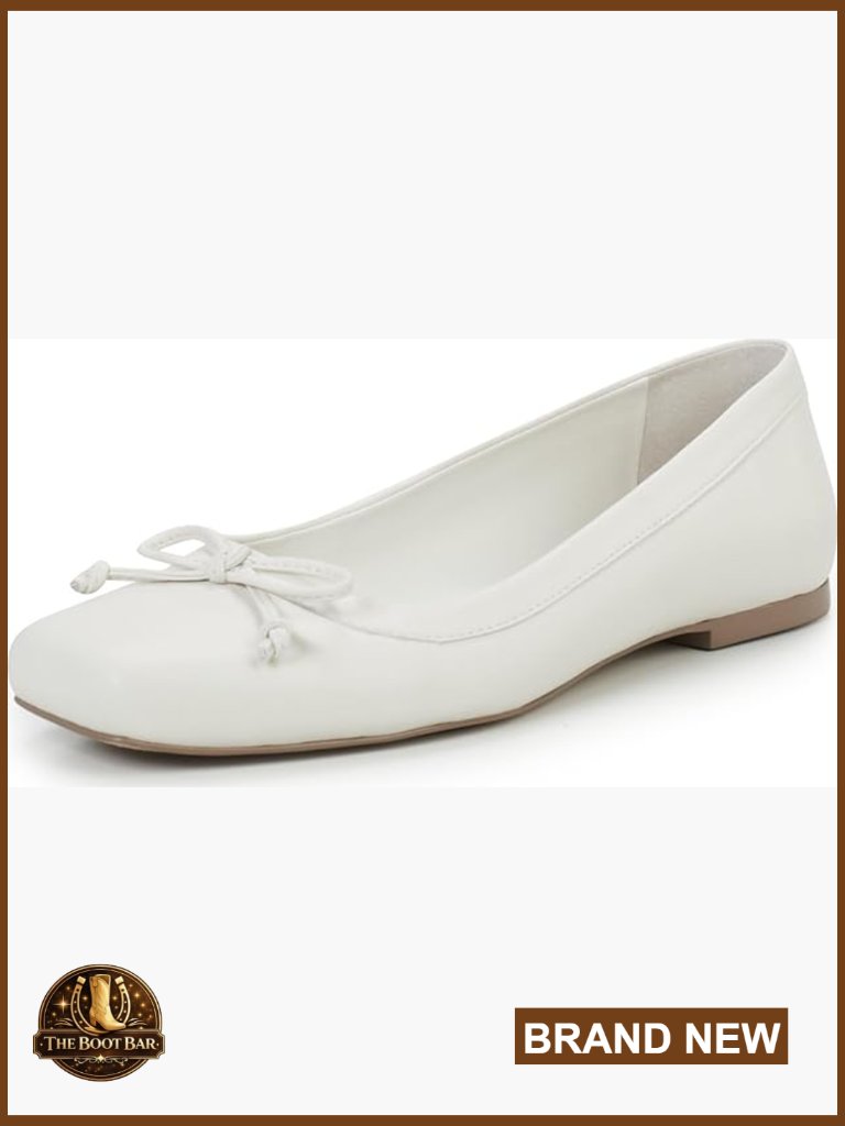 Leather Ballet Flats With Padded Footbed Square Toe Pull-On
